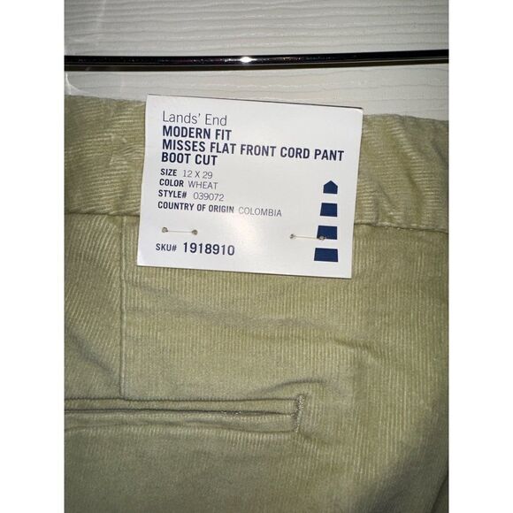NWT Lands End Modern Fit Flat Front Boot Cut Cordory Pant โSize 12 X 29 - Picture 7 of 10